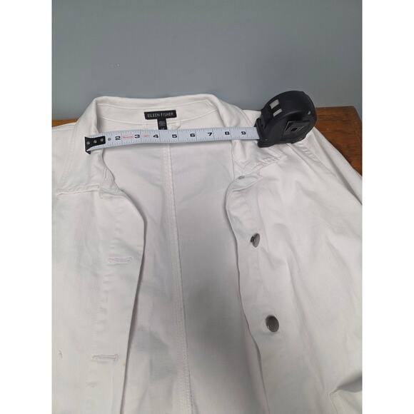 Eileen Fisher White Womens Jacket S Button up Jean Style Minimalist Fall Layer - Picture 5 of 9